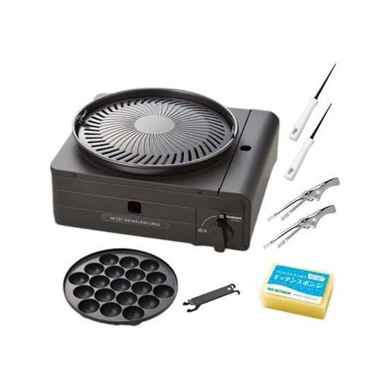 Iwatani Multi Smokeless Grill CB-MSG-1 & Tongs & Takoyaki Pick & Sponge