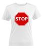 Rotes Fahrer Stoppschild Damen Junior Rundhals T-Shirt Verkehr Stopp Shirt