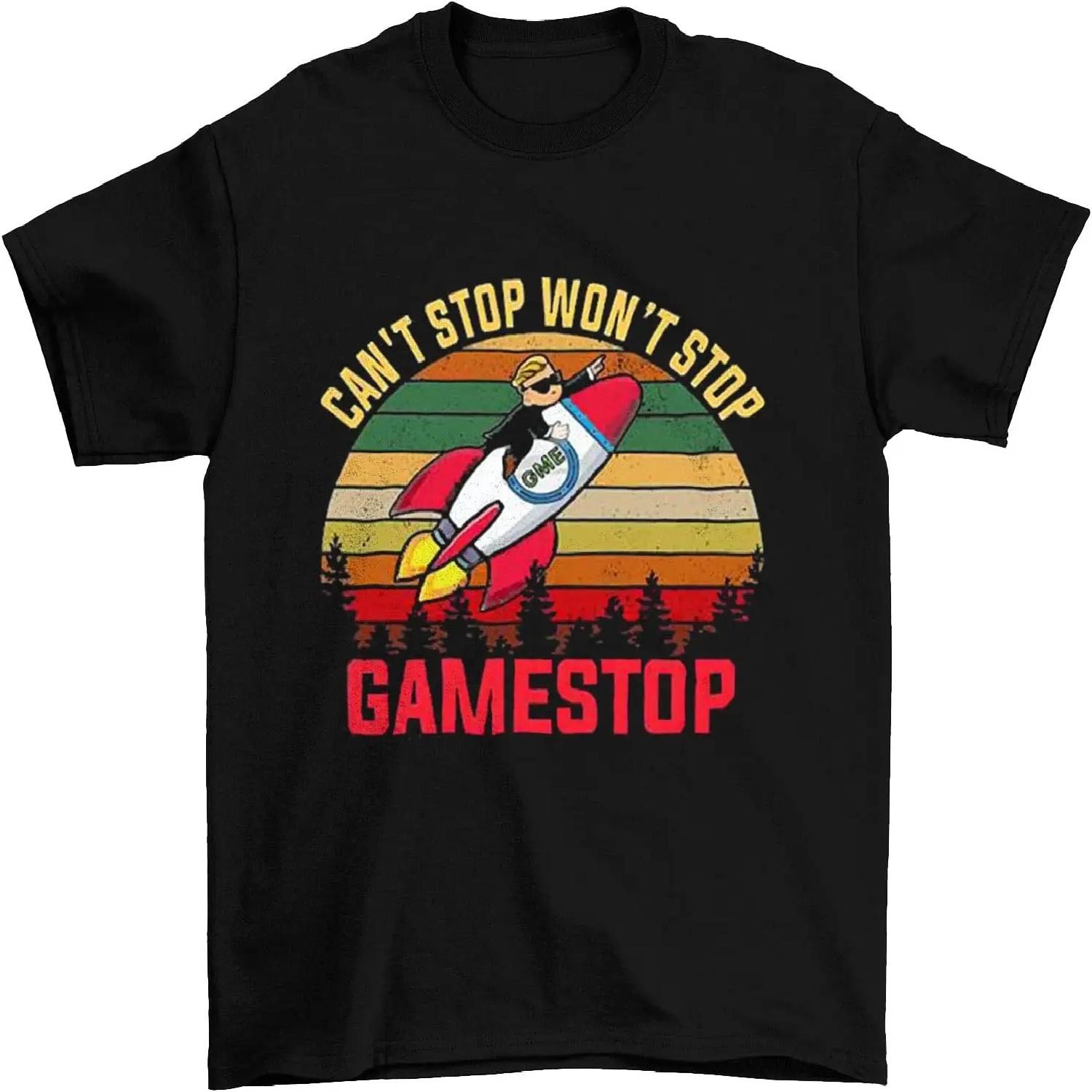 Элон Маск Не Может Остановиться Не Остановится Gamestop Винтажная Футболка, Классическая Кино Футболка, Смешная Футболка Черная S