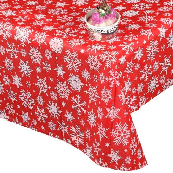 Față de masă Masă imprimată transparentă Impermeabil rezistentă la ulei Floare Anti-alunecare Pânză cu design de zăpadă Decorare de Crăciun