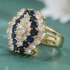 Dazzling Inlaid White Blue CZ Women's Ring Exquisite Gold Color Geometry Daily Wear Party Jewelry Anniversary Gift