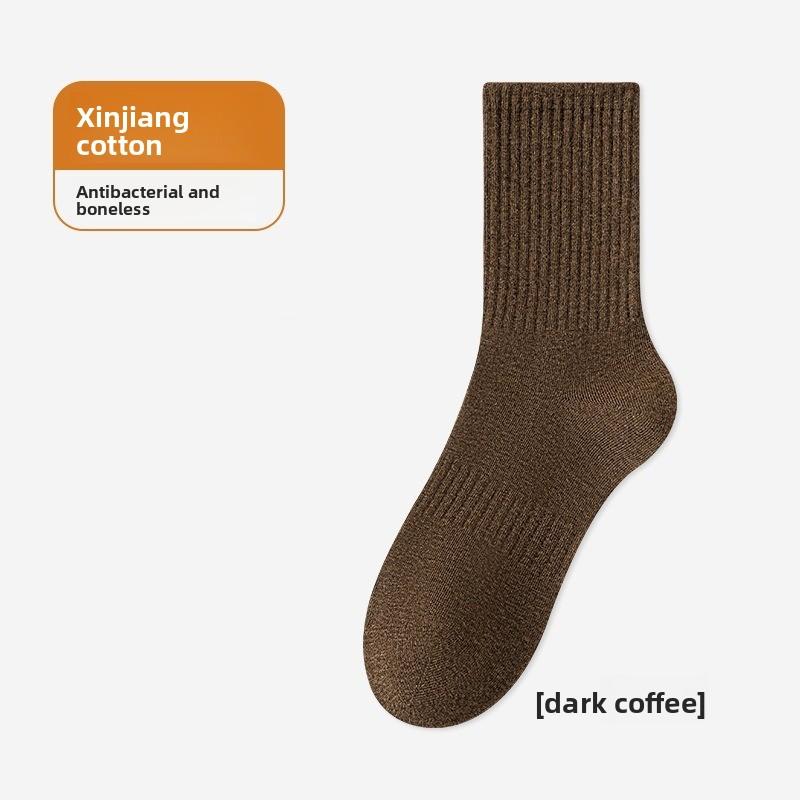 Pure Cotton Socks, Mid-length, Size 7A, Antibacterial, Sweat-absorbing, Odor-resistant, Business-style, Men's, Sport and Casual Long Socks