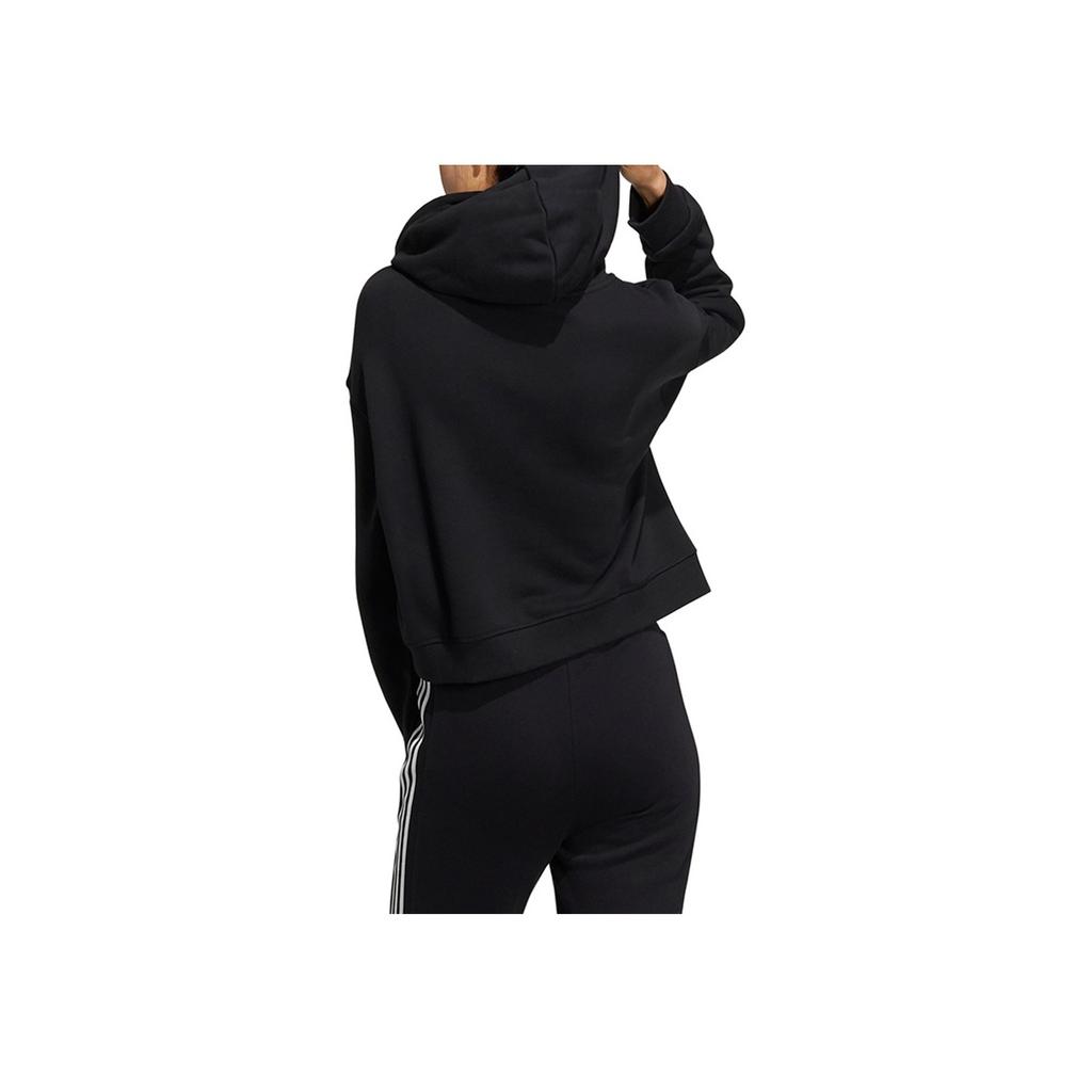 Adidas Neo Logo Print Cropped Sports Hoodie Women Tops Black GP5591