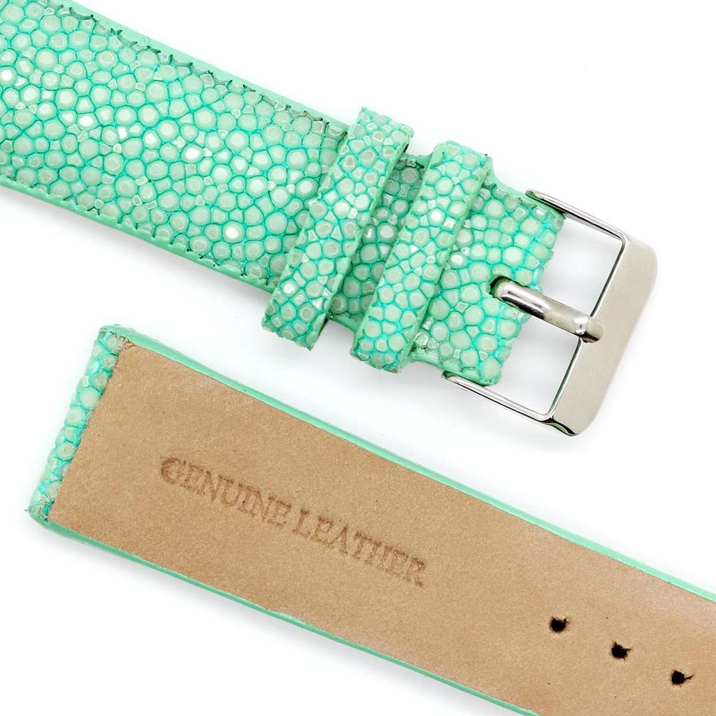 [Revetta] Stingray Leather Watch Band/Strap, Light Green, 22mm, with Spring Bars and Spring Bar Removal Tool [089-11stb22]