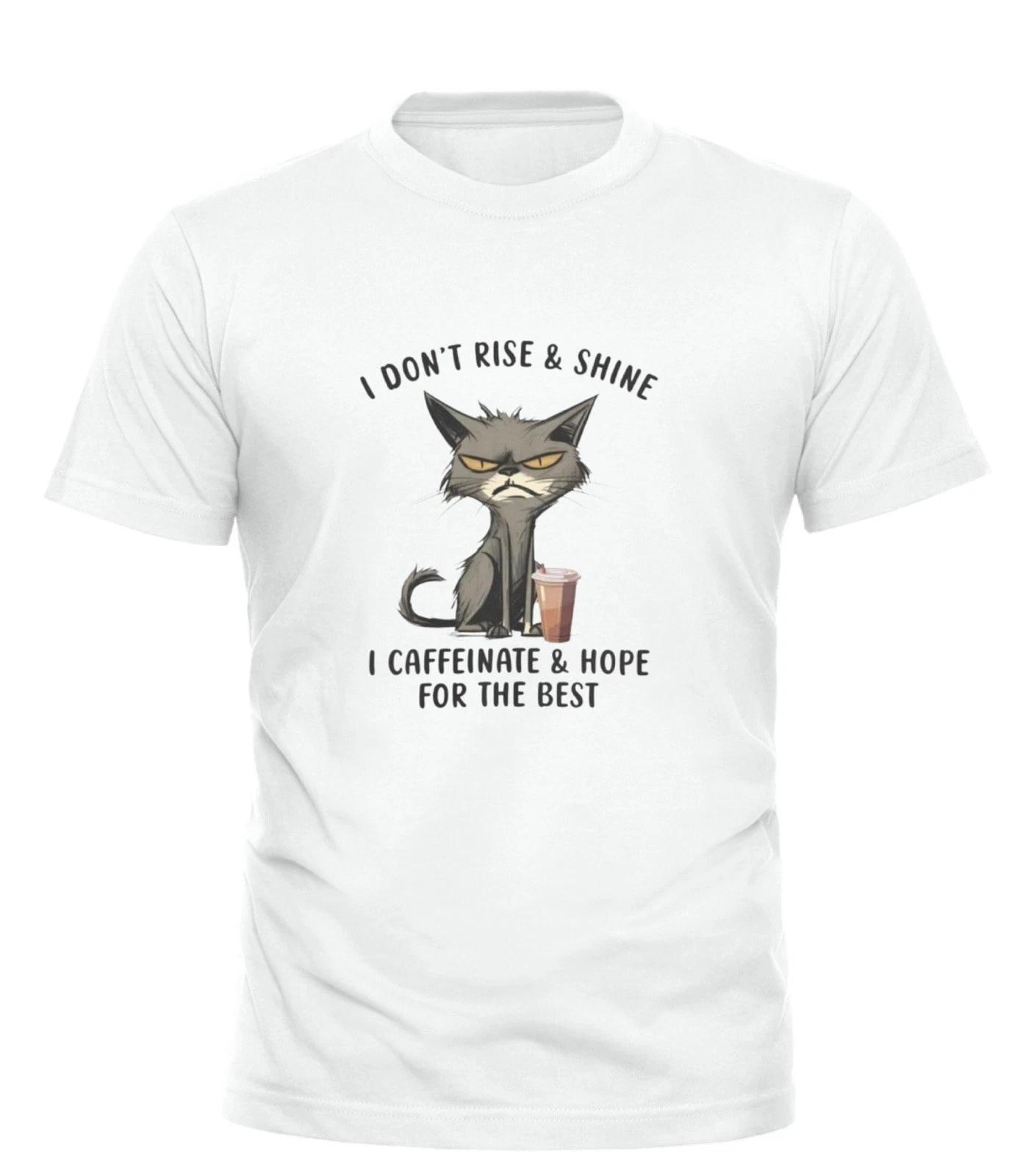 

I Don’t Rise And Shine I Caffeinate Funny Grumpy Cat Coffee Shirt S-4XL unisex L