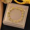 18K Gold Plated 316L Fashionable Titanium Steel Bracelets Waterproof Heart Roman Numerals Queen's Chain Link Bangles