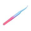 Wimpernpinzette Blau Rosa Farbverlauf Dünner Flacher Griff Starke Klemmung Edelstahl Wimpernverlängerungspinzette für Frauen