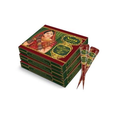 Coni Mehendi Neeta per Mano 12 Pz in 1 Scatola (Confezione da 3) Coni Henné da Sposa Cono Mehendi Naturale per Matrimonio, Disegno su Mano
