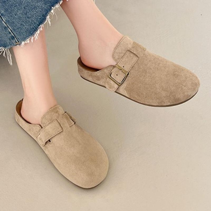 

Flats Women Flower Mules Shoes Fashion Buckle Casual Slippers 2025 Designer New Slingback Sandals Elegant Autumn Zapatos Mujer 41 хаки