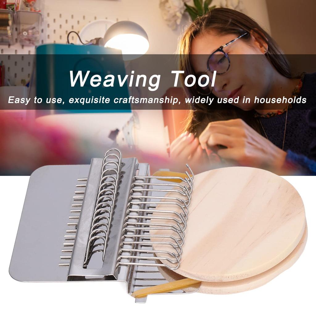 Akozon Mini Darning Loom DIY Portable Darning Loom Knitting Weaving Tool for Home Use with 14 Hooks for Families (14 Hooks)