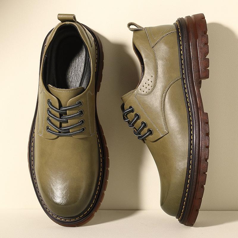 Martin boots men's low-top big-headed tooling casual leather shoes British style beef tendon sole retro trendy shoes retro platform men's shoes