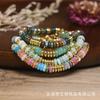 Rainbow Tourmaline Heishi Bead Bracelet – Gold Accent Dainty Boho Jewelry, Joy Energy Gift for Women