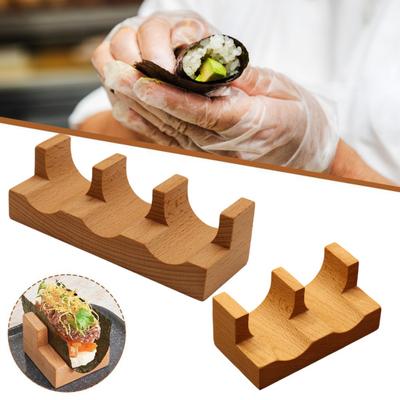 Wooden Sushi Taco Holder U-shaped Sushi Rack Sashimi Plate Sushi Hand Roll Holder Practical Serving Tray