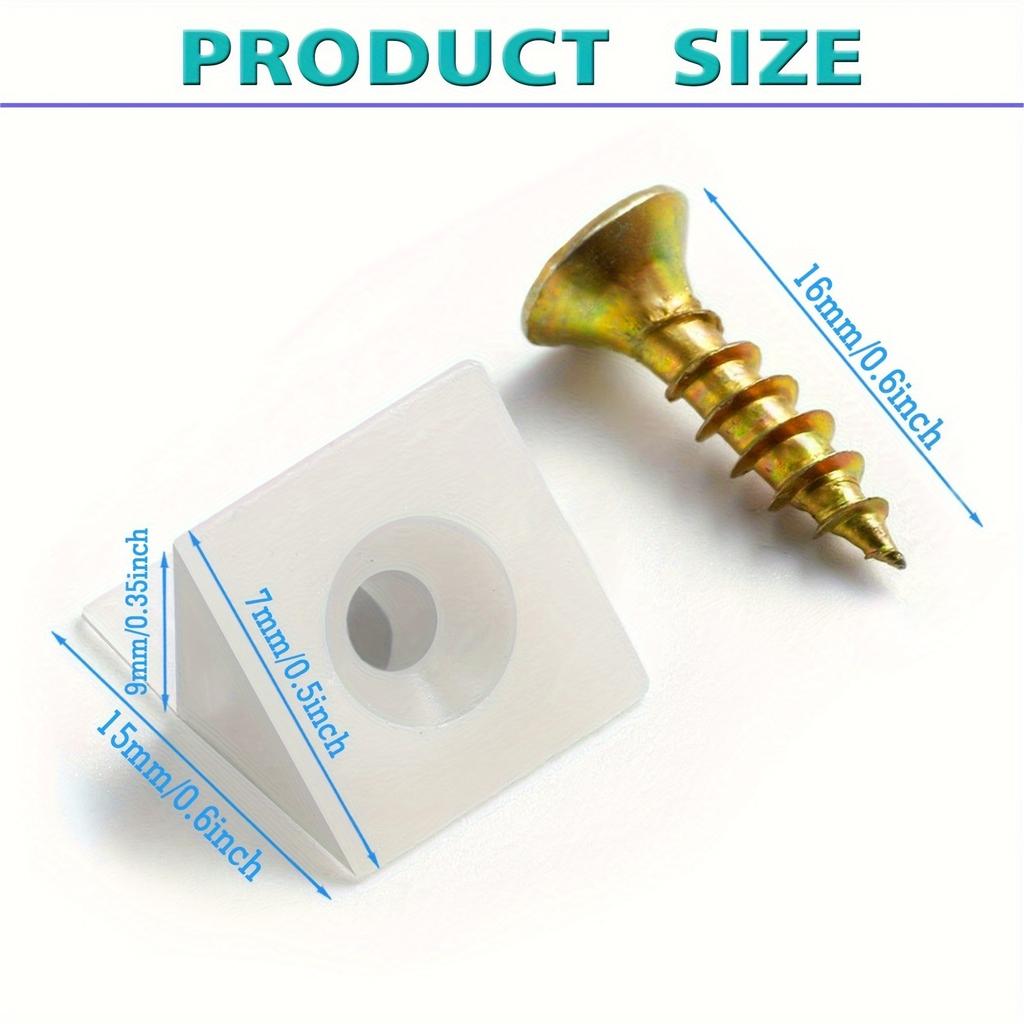 50pcs Furniture Mending Wedges Drawer Bottom Sagging Repair Fix Plastic Corner Bracket with Self-tapping Screws