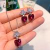 Jewelry Simulation Red Susceptible Pendant Stud Earrings Set Main Stone 10 * 10