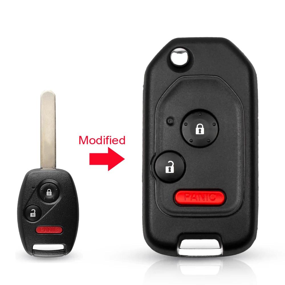Modified Remote 2/3/4 Button Flip Car Key Shell Case For Honda Accord Civic 2006-2011 Crv Pilot Fit With Rubber Pad