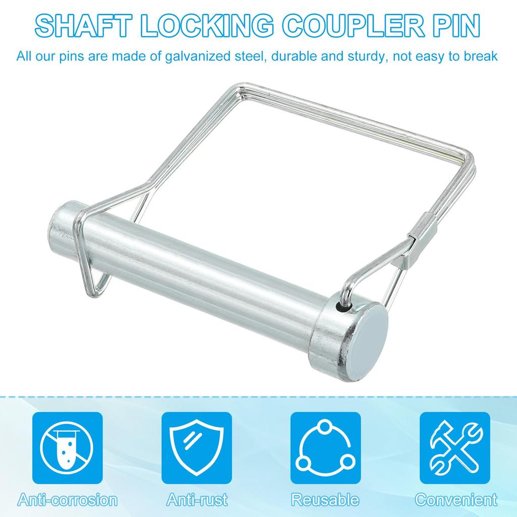 PATIKIL Trailer Coupler Pin 1/2x2-9/16" Two Square Wire Locking Pin Shaft Lock Pin Safety