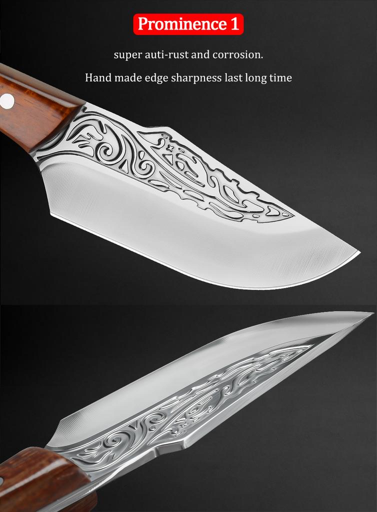 Utility Knife Slicing Meat Fruit Boning Butcher Knife Chef Cooking Cleaver Handmade Wood Handle