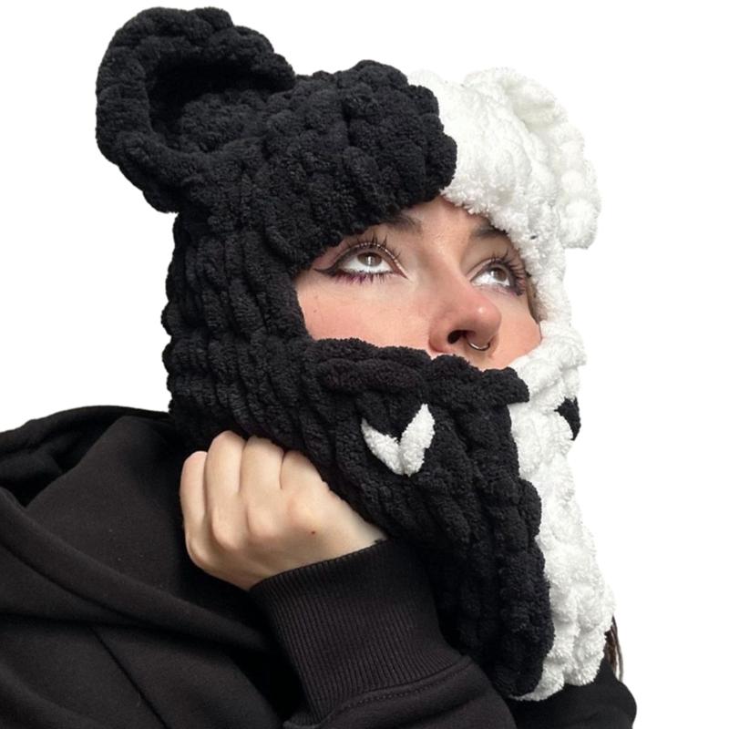 Knit Full Face Balaclava Hiking Scarves Bear Ears Balaclava Ski Halloween Hat