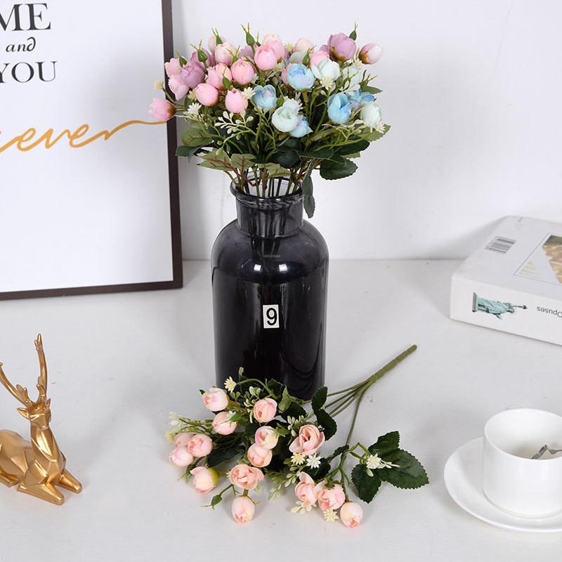Simulated Rose Small Bouquet Multi Head Flower Bud Wedding Hotel Home Decoration
