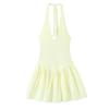 2025 Summer Women's Slim Pleated Patchwork Halter V-Neck Dress