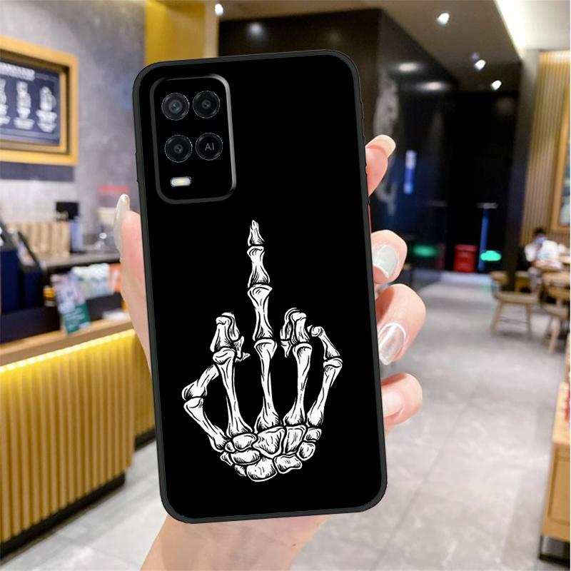 Skeleton Middle Finger Case For Oppo A98 A18 A38 A58 A78 A60 A80 A40 A96 A76 A16 A94 A74 A54 A15 A17 A57 A77 A5 Pro