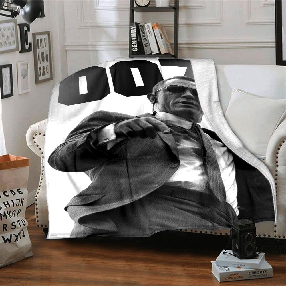 007 James Bond Theme Printed Blanket - Perfect for Couch, Bed, Travel & Outdoor Use | Machine Washable, Cozy & Durable.