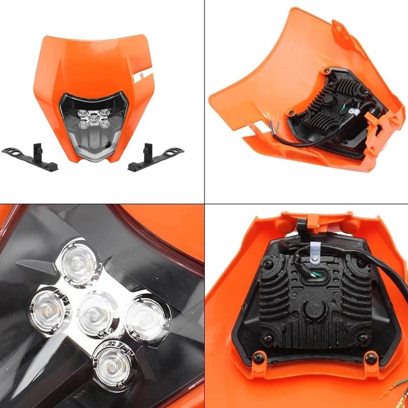 Motorcycle Headlight LED Enduro for KTM EXC XC SX MX XC 125 250 300 450 Universal Supermoto Dirt Bike Motocross Headlights Plate