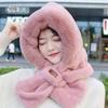 Thickening Beanie Hat Scarf Windproof Neck Warmer Winter Scarf Set Hooded  for Women