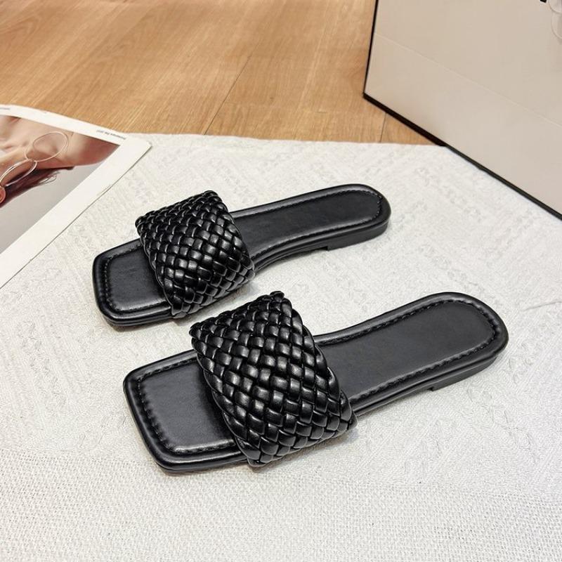 

Fashion Women s on Sale Slippers 2025 Summer New Casual Basic Outdoor Sandals Square Toe Flat Open Toe Shoes Slides Zapatos De Mujer 36 чёрный