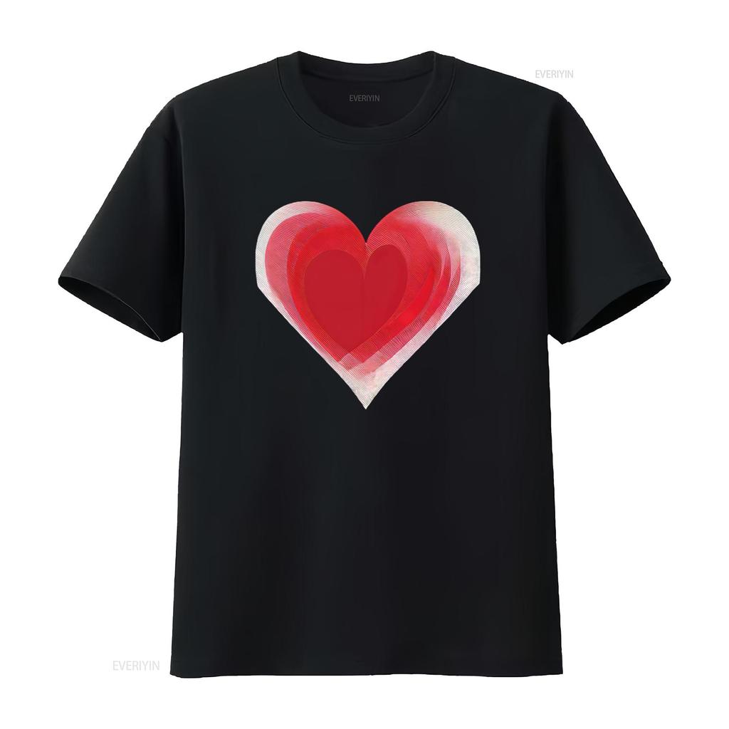 Red Heart Summer T Shirt for Women with Cool Prints National Parents Day S Vintage Washed Fashion Streetwear Breathable