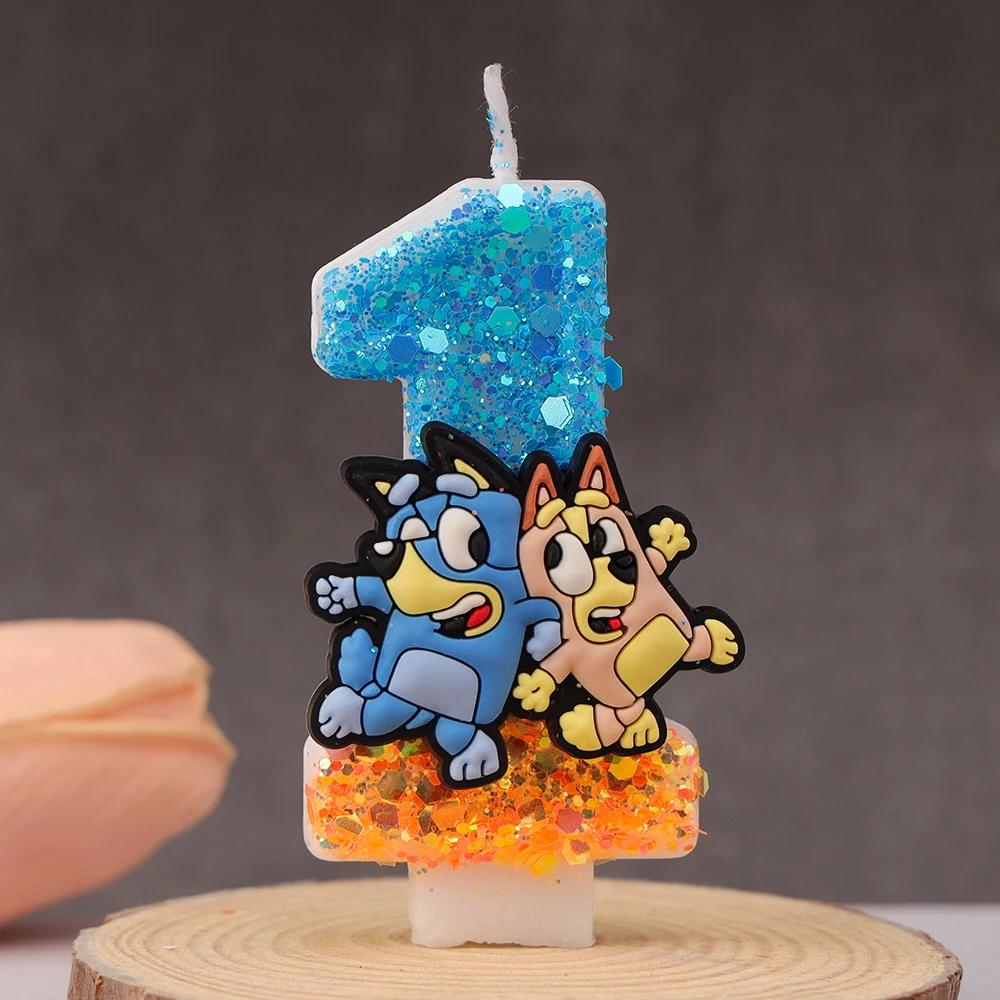 Bluey Bingo Anime Kerze Niedlich 3D 0-9 Zahl Cartoon Figur Geburtstagstorte Stecker Geburtsdatum Tortendekoration Geschenk