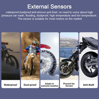 Solor USB Ladung Motorrad TPMS Reifendruckkontrollsystem 2 Externe Sensoren Reifentemperaturalarm LCD-Anzeige