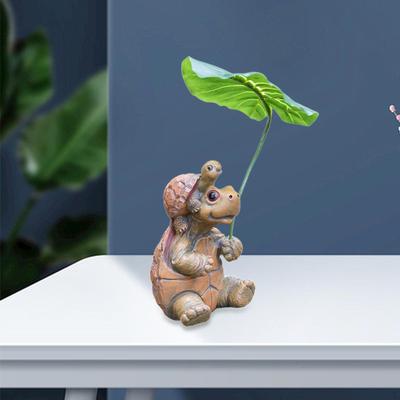 Pot Turtle Shaped Statue Resin Sculpture Art Supplies Lightweight Pond Decor Miniature Figurine for