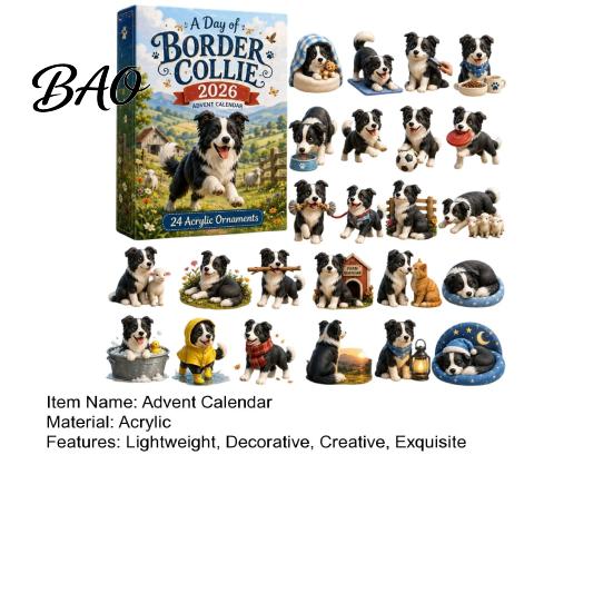 Scatola Regalo Sorpresa Giornaliera Calendario dell'Avvento per Cani da 24 Giorni, Carini Ornamenti Appesi Piatto 2D Chihuahua, Ornamenti da Collezione per le Feste per la Casa Diversi Acrilici
