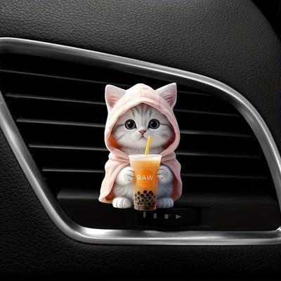 New 1Pc Cute Cat Acrylic Car Aromatherapy, Long-lasting Fragrance, Vent Clip, Decorative and Aromatherapy