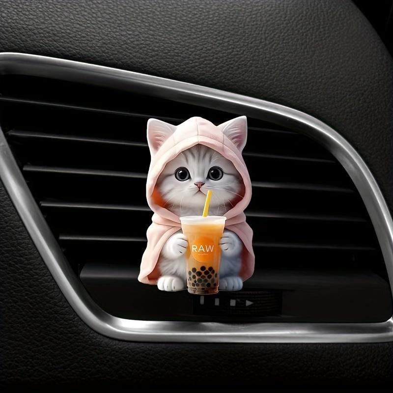 Cute cat acrylic car aromatherapy, long-lasting fragrance, vent clip, decorative and aromatherapy