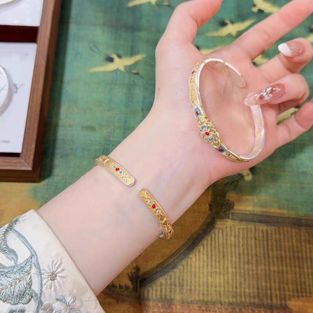Hand Jewelry New Chinese Style Bracelet Decoration Retro Opening Hand Ring  Women