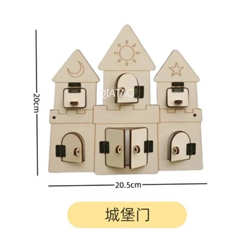 DIY Wood Accessories Montessori Busy Board Castle Sheep Animal Whales Bus Wall Toy Training Material Pack Educational Toy For Ch