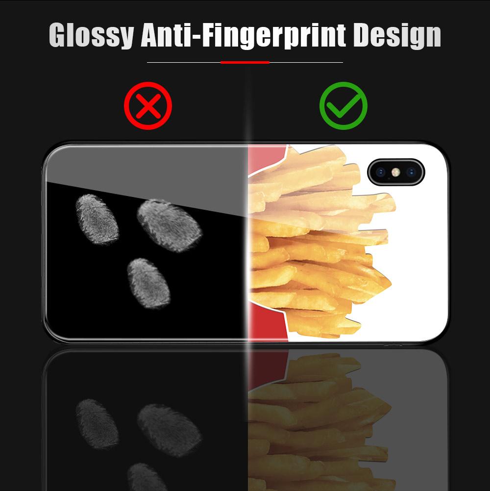 Tempered Glass Phone Case for iPhone Samsung Galaxy Infinix TPU Soft Edge Fashion Popular Food Patterns Shockproof Cover