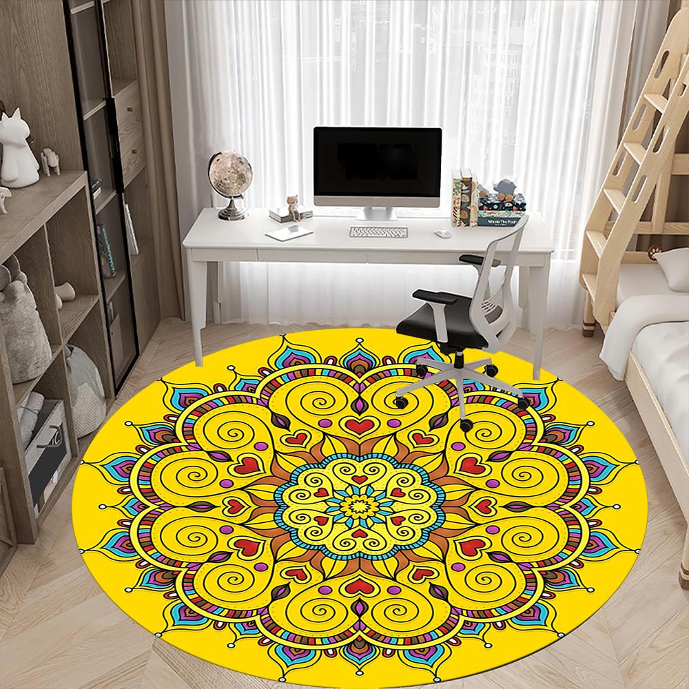 1PC Mandala Artwork Chair Carpet for Office Non-Slip, Lightweight, Machine Washable Rug for Office, Sleeping, Room - Holiday Decoryy251009034