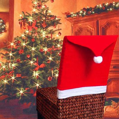 4pcs Home Party Decoration Christmas Red Hat Dining Room Chair Cover