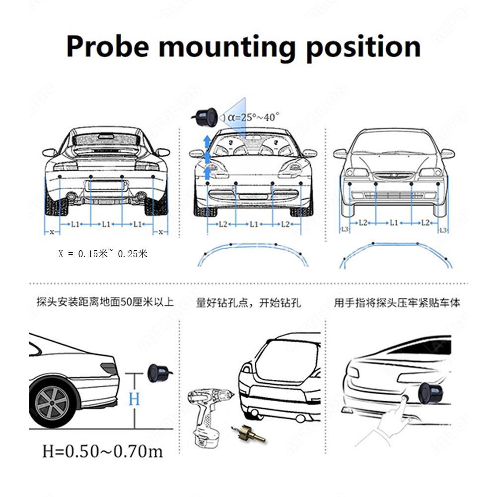 Car Reverse Backup Parking Sensor System With 8 Parking Sensors 12V LCD Display Backup Reversing Assistance Aid Kit