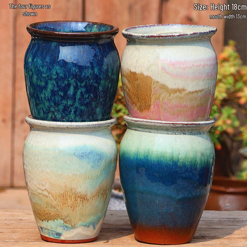 Handmade Coarse Ceramic Succulent Planter, Orchid Breathable Zisha Pot, Old Tree Design, Tall Rose Pot.