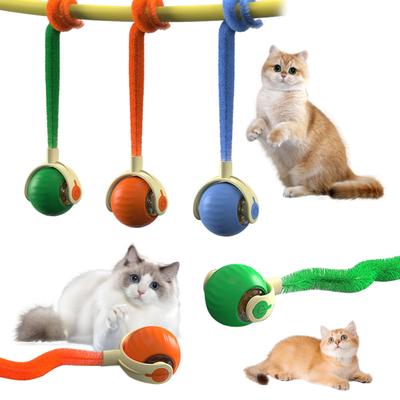 Jouet Balle Interactive pour Chat Rechargeable USB Balle Automatique Mouvante avec Queue en Peluche Teaser Intelligent pour Animal de Compagnie pour Exercice en Intérieur Soulagement du Stress