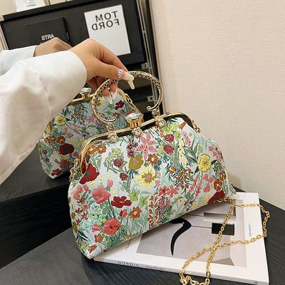 New Small Fresh and Sweet Wind Flower Handbag Dinner Bag Trend Female Shoulder Crossbody