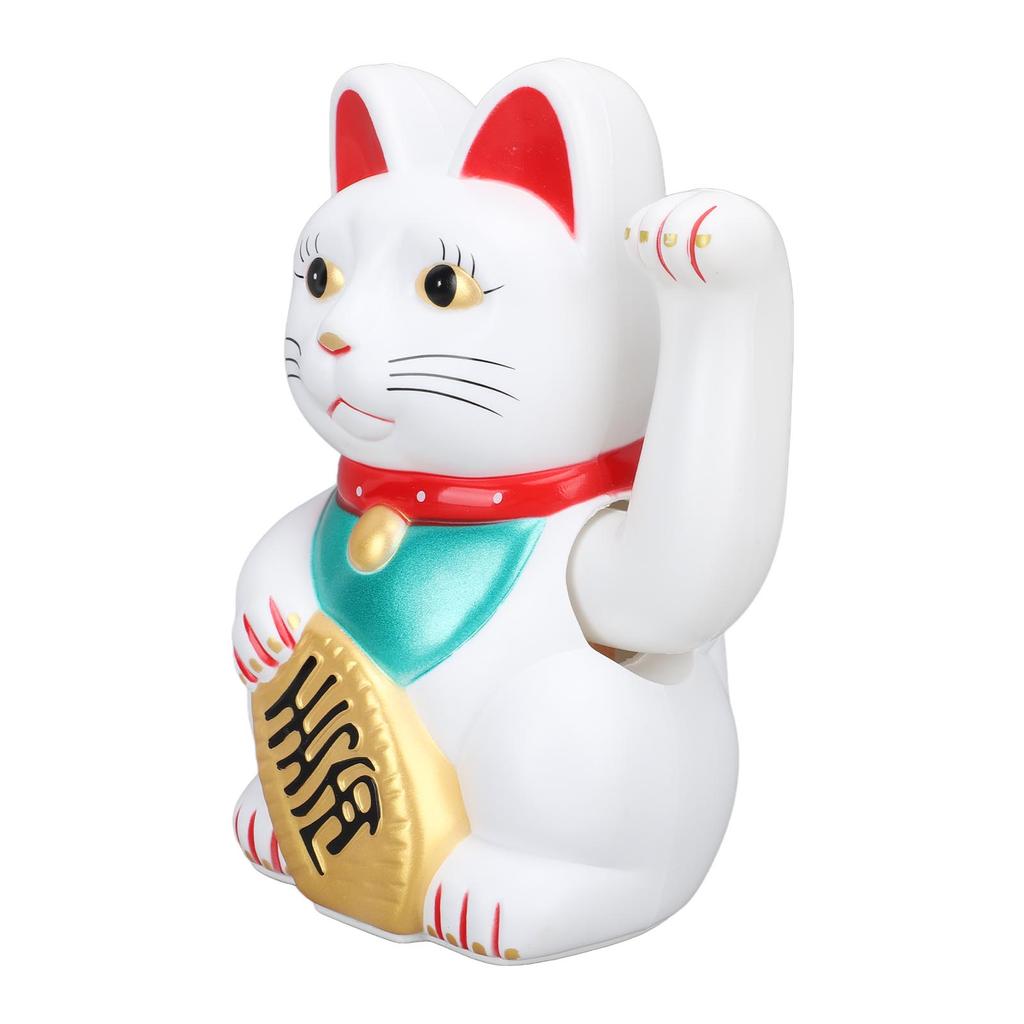 Glückskatze mit winkendem Arm, 17,8 cm, Kunststoff, batteriebetrieben, Reichtum willkommen heißend, Glückskatze
