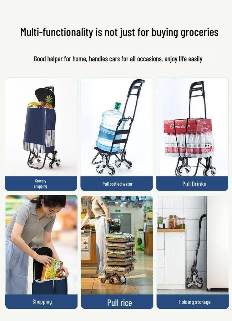 Compact Folding Stair-Climbing Grocery Cart for Seniors