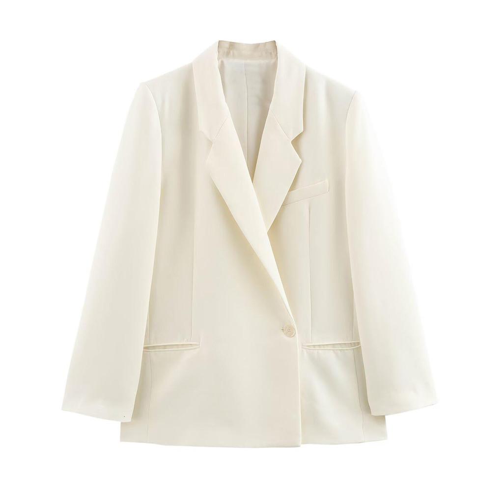 Spring 2025 Women's European & American Style Double-Breasted Loose Blazer Jacket