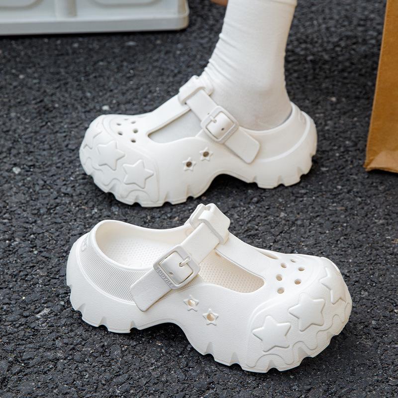 Damen Plateau-Slipper Mode Clogs Weibliche Sommer Garten Schuhe Dicke Sohle Niedliche Stern Freizeit Sandalen Mädchen Indoor Strand Pantoletten